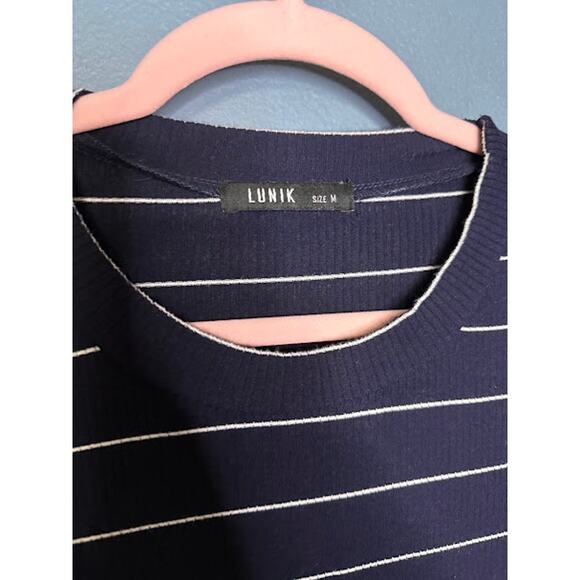 Lunik Long Sleeve Women's Medium Flared Disco Y2K Striped Tie up Nautical - Picture 5 of 8